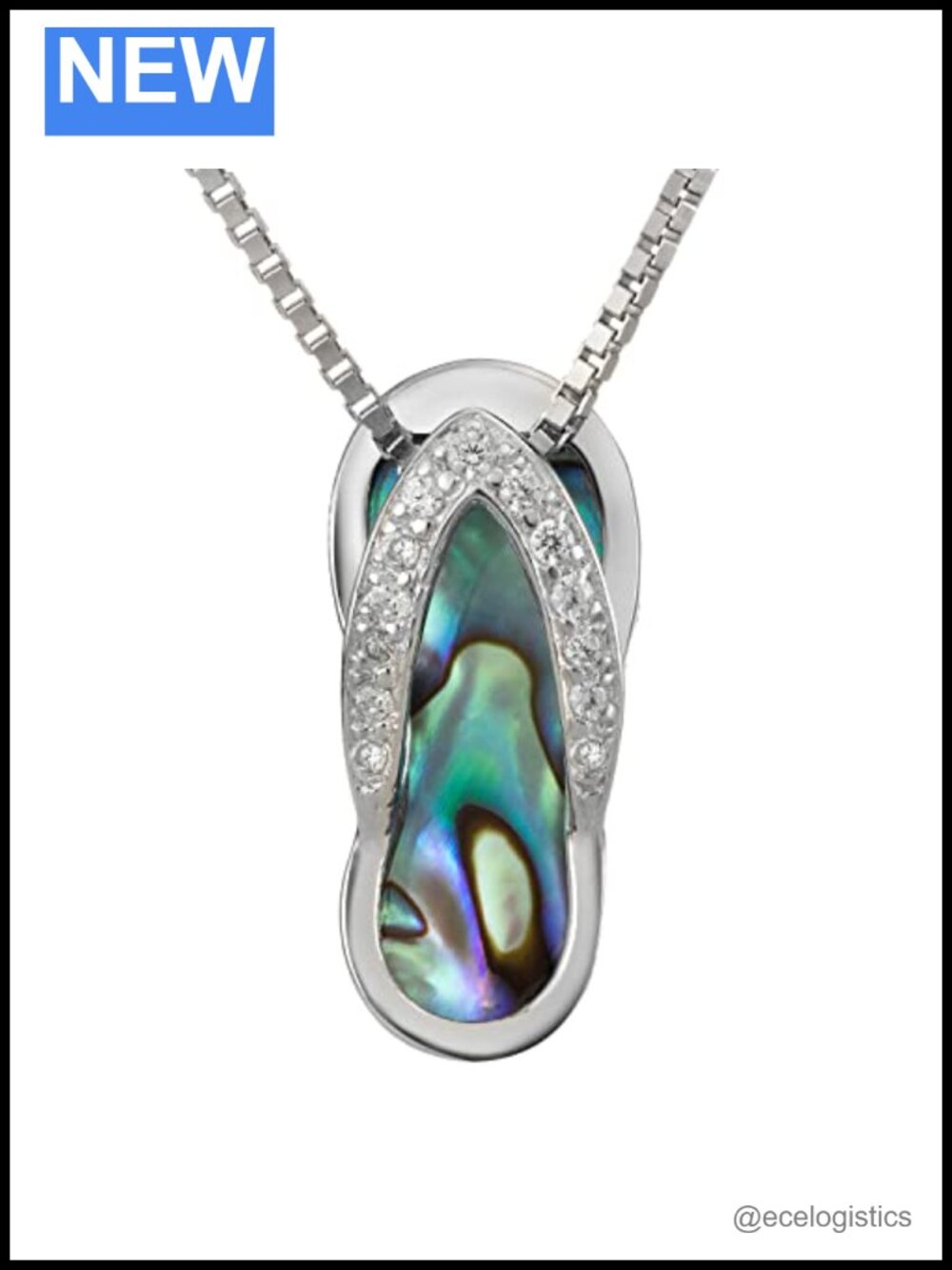 925 Sterling Silver Flip Flop Sandal Necklace 18" Box Chain Hypoallergenic Gift